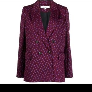 Diane Von Furstenberg Burgundy and Purple Double-Breasted blazer